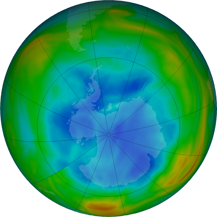 Antarctic ozone map for 10 August 2018